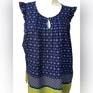 Liz Claiborne Pleated Sleeveless Button Front Blouse XL